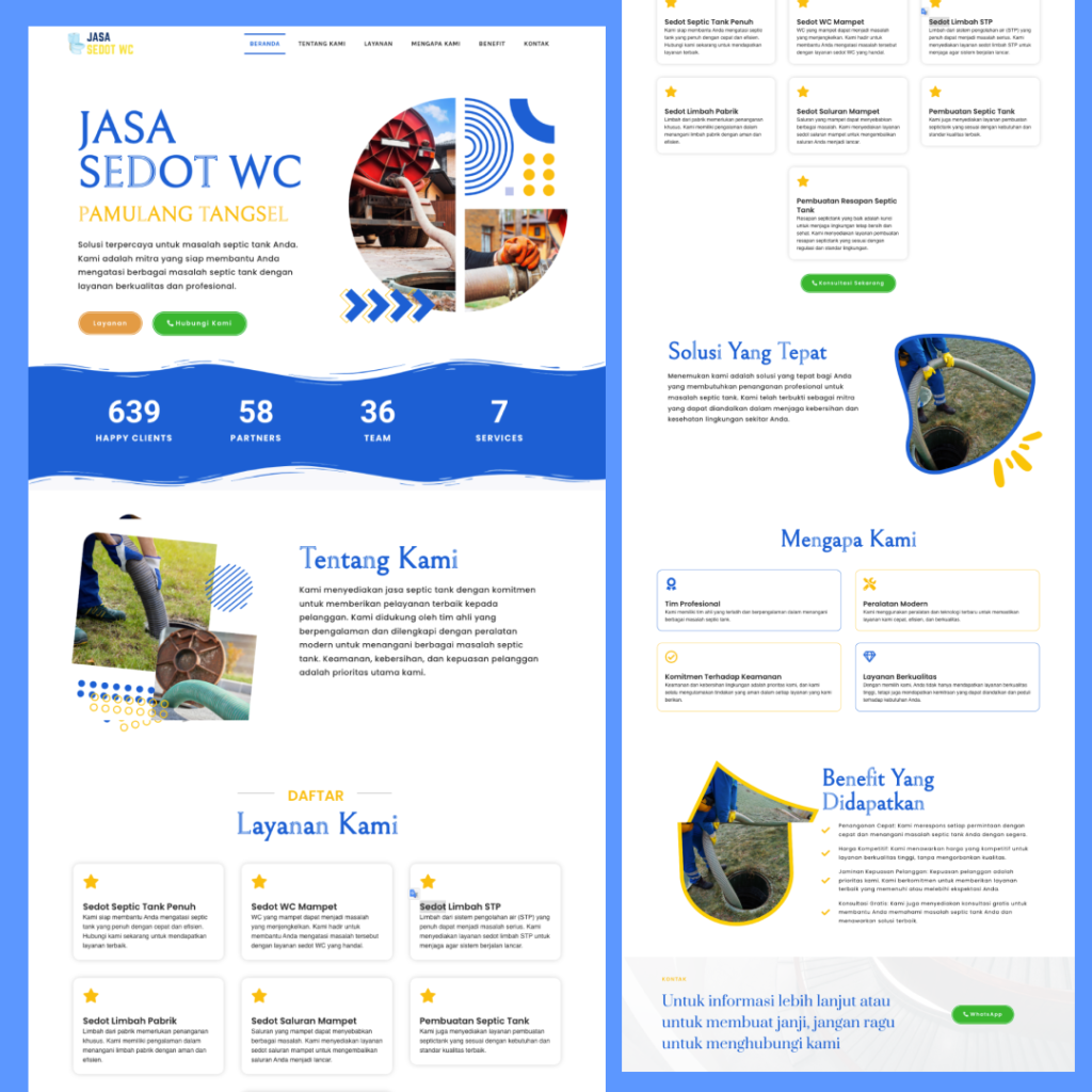 website landing page jasa sedot wc